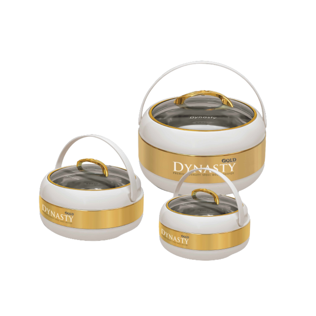 Dynasty Premium White & Gold Hotpot Set 3-Pcs